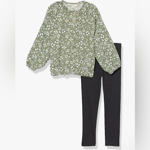 3T Floral Green Top and Black Leggings Set Jessica Simpson - Picture 1 of 4